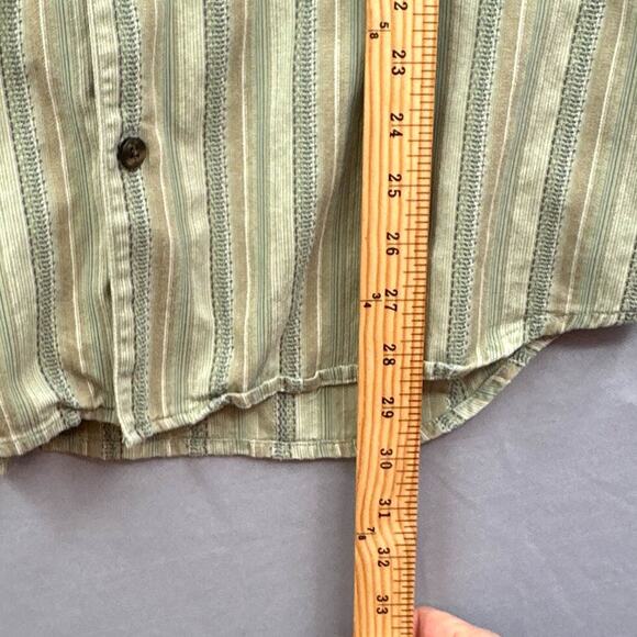 Paradise Collection Silk Shirt L Green Striped Preppy Hipster Dad Academia Retro - Picture 13 of 15